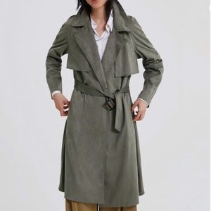 Army Green Suede Trenchcoat